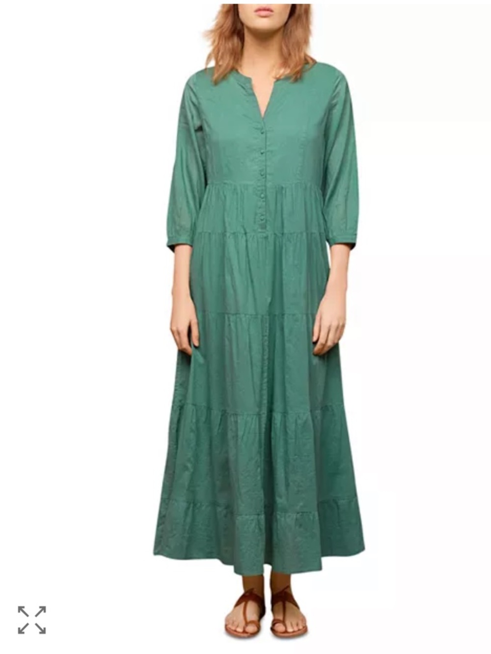 NWOT Gerard Darel Seona green tired cotton maxi shirt dress
